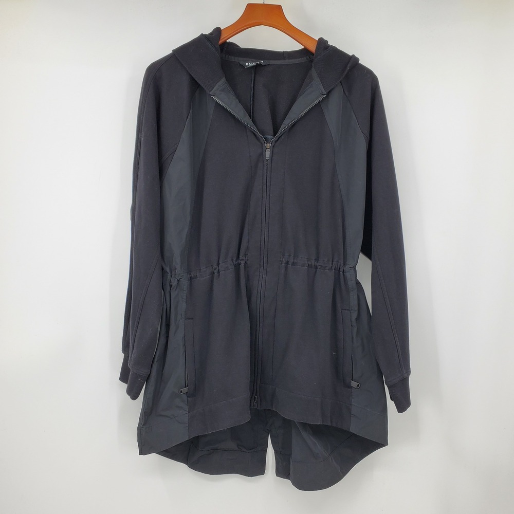Athleta Black Triumph Hybrid Full Zip Hoodie Jacket Large Tall Active Outdoor